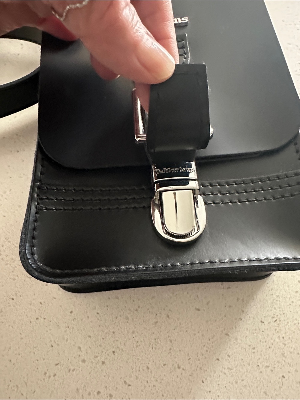 Dr. Martens Black Leather Buckle Crossbody Pouch - Picture 3 of 5